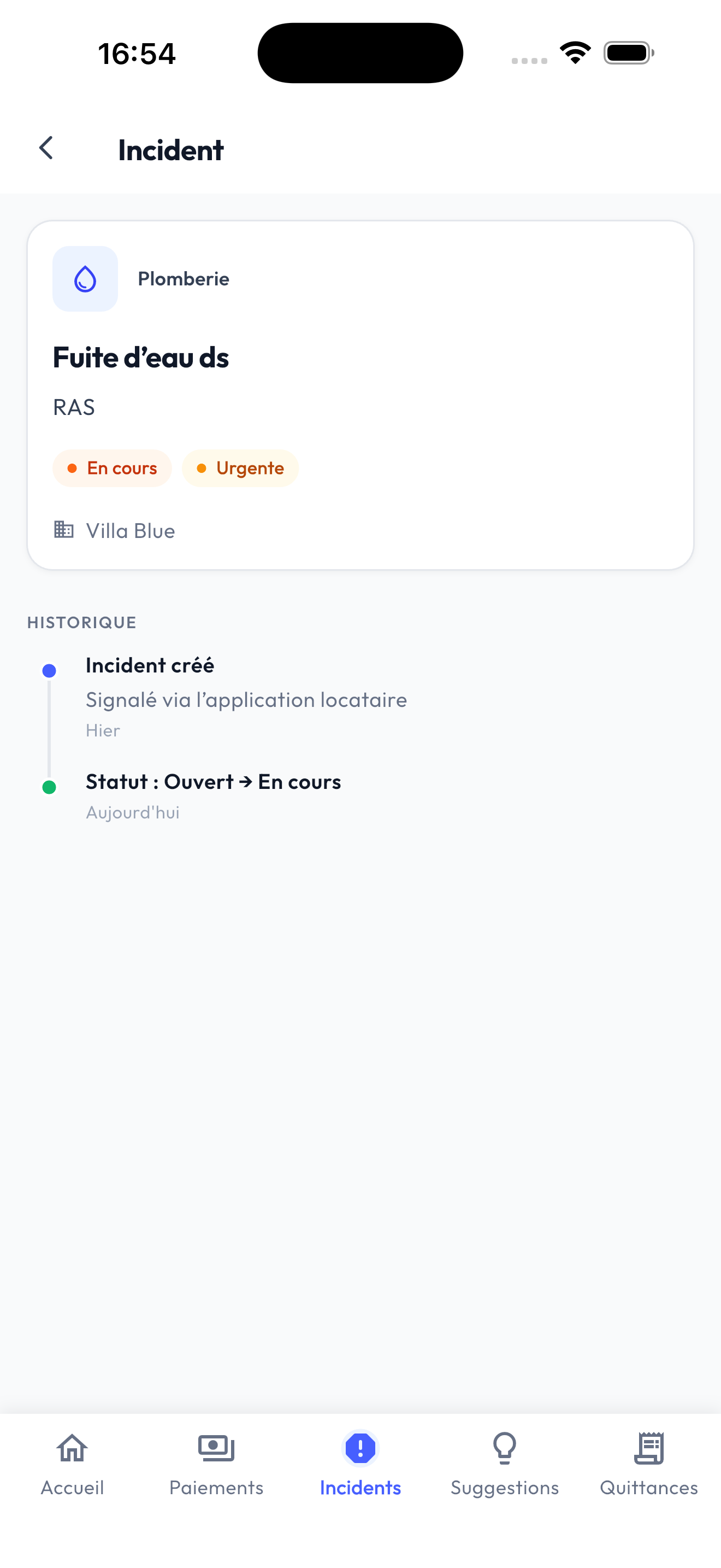 Signaler un incident — app locataire OSD Property